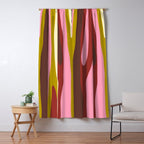 Vivid Eclectic Wild Stripes Abstract Pattern Pink Brown Chartreuse Window Curtain Gallery Image 5