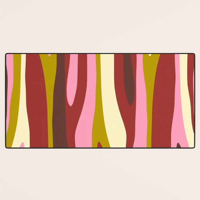 Vivid Eclectic Wild Stripes Abstract Pattern Pink Brown Chartreuse Desk Mat Gallery Image 3