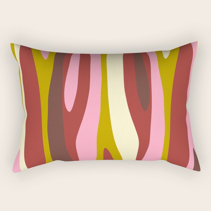 Vivid Eclectic Wild Stripes Abstract Pattern Pink Brown Chartreuse Rectangular Pillow Gallery Image 2
