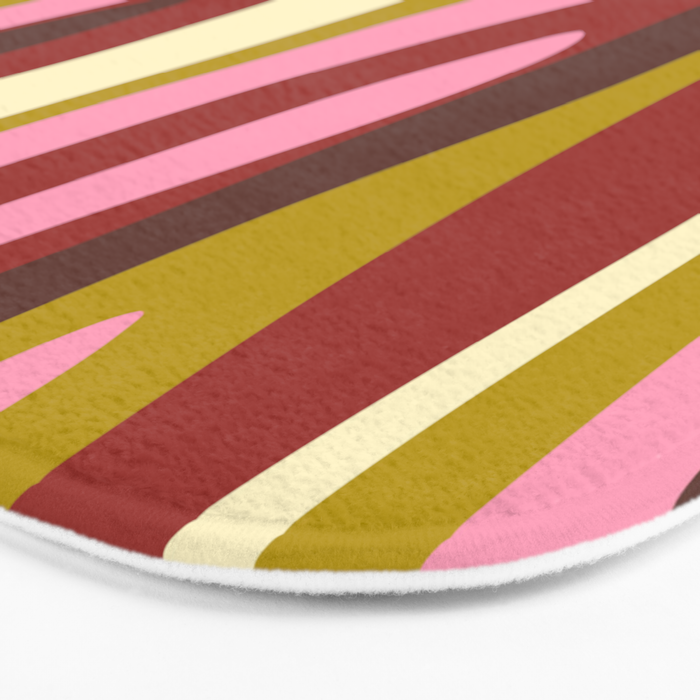 Vivid Eclectic Wild Stripes Abstract Pattern Pink Brown Chartreuse Bath Mat Gallery Image 3