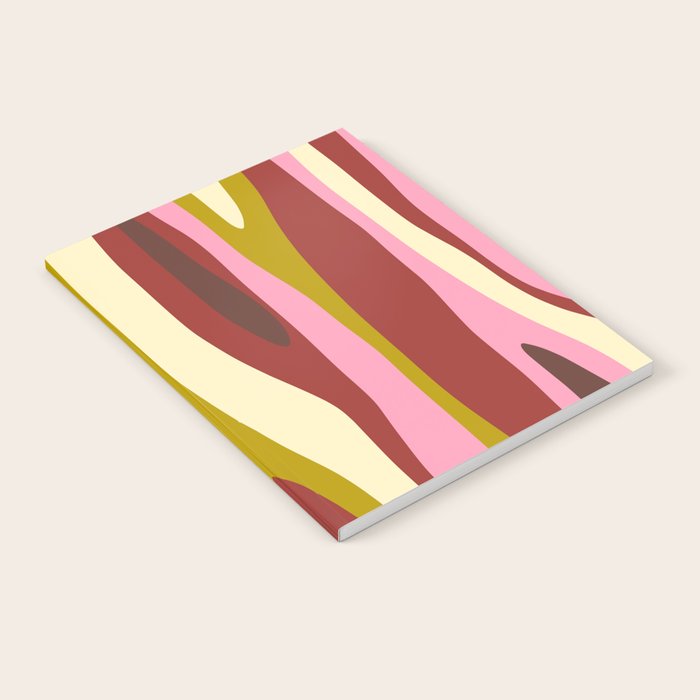 Vivid Eclectic Wild Stripes Abstract Pattern Pink Brown Chartreuse Notebook Gallery Image 2