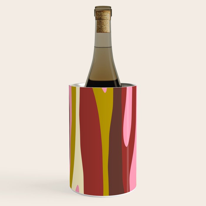 Vivid Eclectic Wild Stripes Abstract Pattern Pink Brown Chartreuse Wine Chiller Gallery Image 2