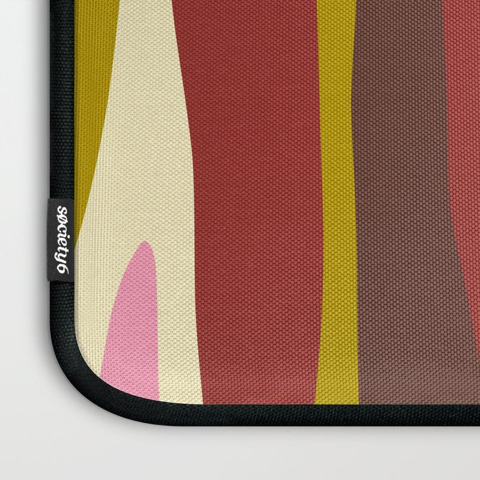 Vivid Eclectic Wild Stripes Abstract Pattern Pink Brown Chartreuse Laptop Sleeve Gallery Image 3
