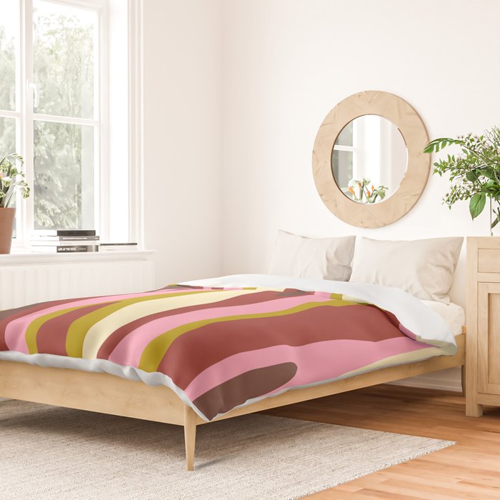 Vivid Eclectic Wild Stripes Abstract Pattern Pink Brown Chartreuse Duvet Cover Gallery Image 2