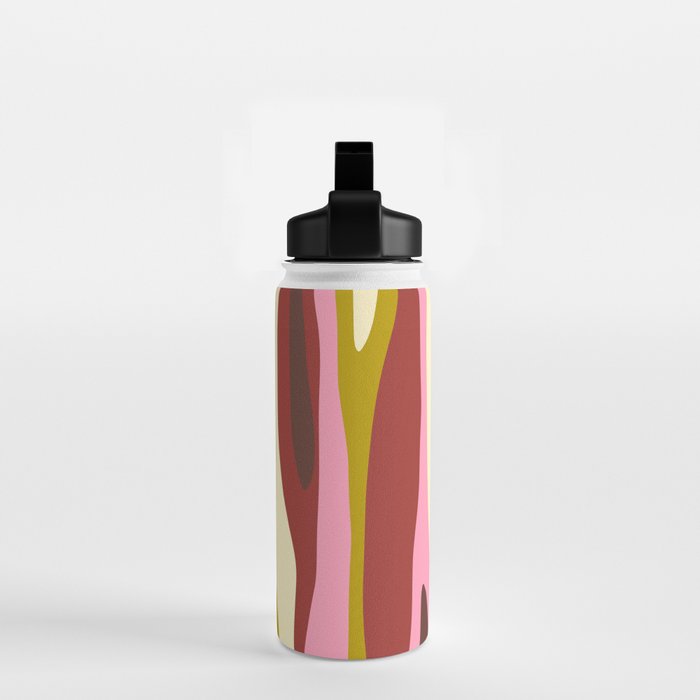 Vivid Eclectic Wild Stripes Abstract Pattern Pink Brown Chartreuse Water Bottle Gallery Image 2