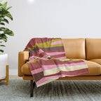 Vivid Eclectic Wild Stripes Abstract Pattern Pink Brown Chartreuse Throw Blanket Gallery Image 1