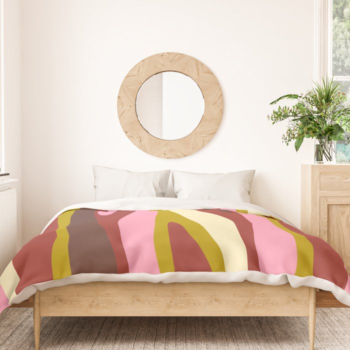 Vivid Eclectic Wild Stripes Abstract Pattern Pink Brown Chartreuse Duvet Cover Gallery Image 3