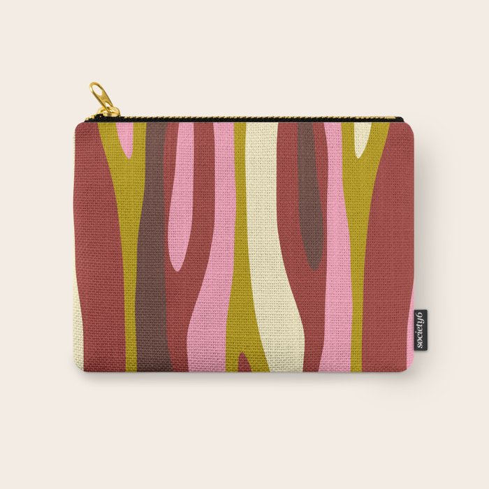 Vivid Eclectic Wild Stripes Abstract Pattern Pink Brown Chartreuse Carry All Pouch Gallery Image 1