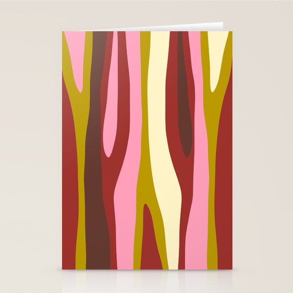 Vivid Eclectic Wild Stripes Abstract Pattern Pink Brown Chartreuse Stationery Card Gallery Image 1