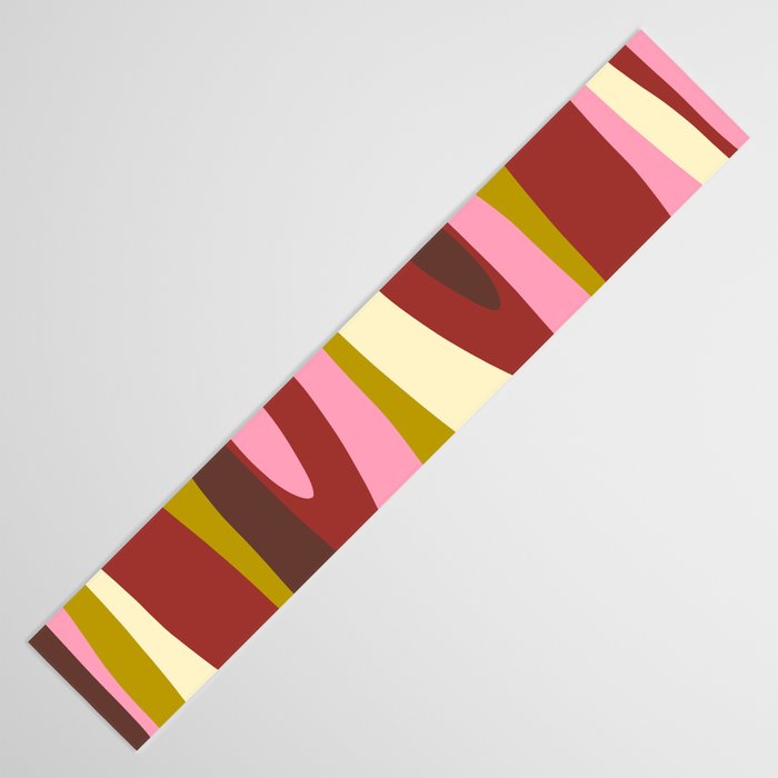 Vivid Eclectic Wild Stripes Abstract Pattern Pink Brown Chartreuse Table Runner Gallery Image 3