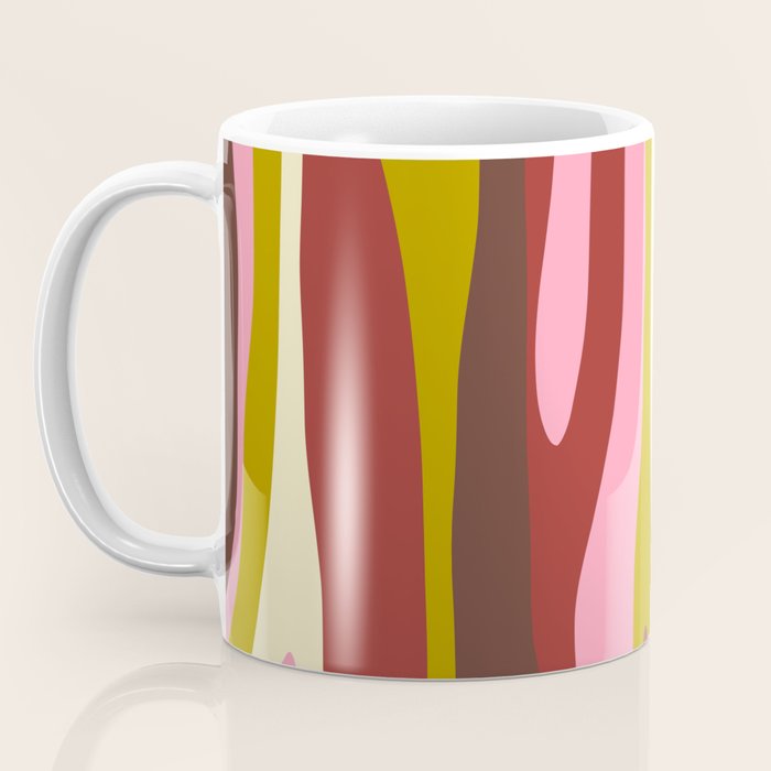 Vivid Eclectic Wild Stripes Abstract Pattern Pink Brown Chartreuse Coffee Mug Gallery Image 3