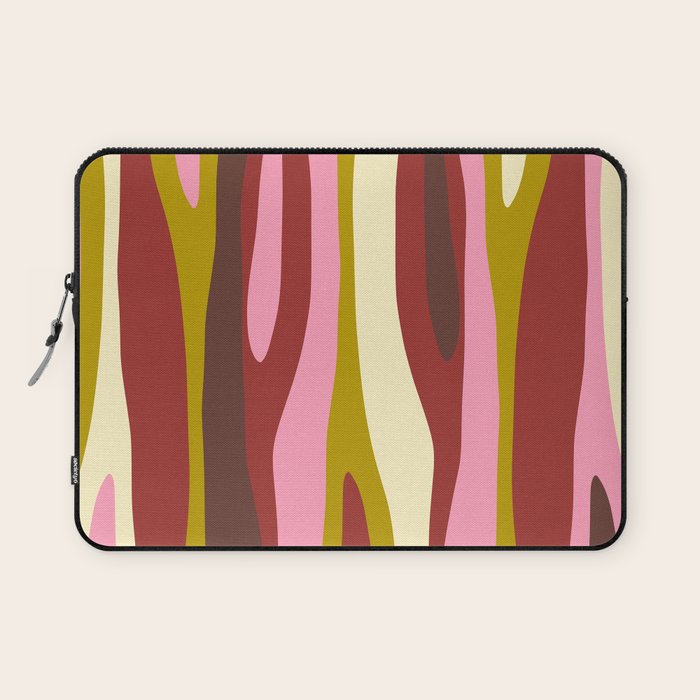 Vivid Eclectic Wild Stripes Abstract Pattern Pink Brown Chartreuse Laptop Sleeve Gallery Image 1