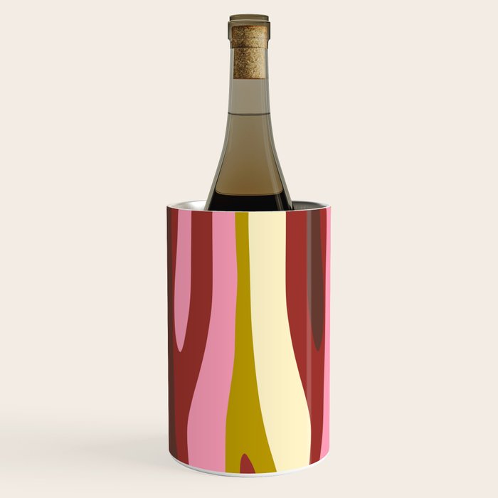 Vivid Eclectic Wild Stripes Abstract Pattern Pink Brown Chartreuse Wine Chiller Gallery Image 1