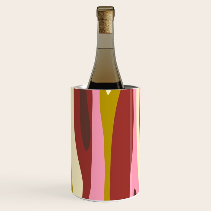 Vivid Eclectic Wild Stripes Abstract Pattern Pink Brown Chartreuse Wine Chiller Gallery Image 3
