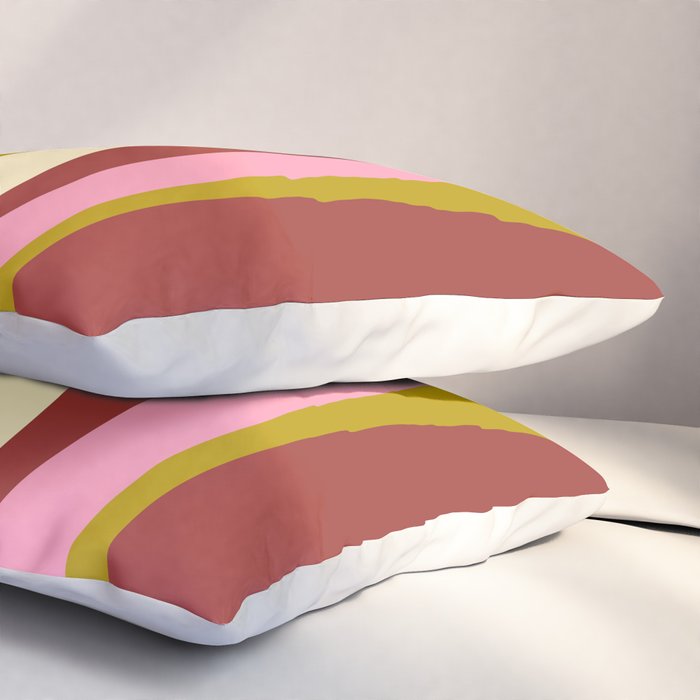 Vivid Eclectic Wild Stripes Abstract Pattern Pink Brown Chartreuse Pillow Sham Gallery Image 3