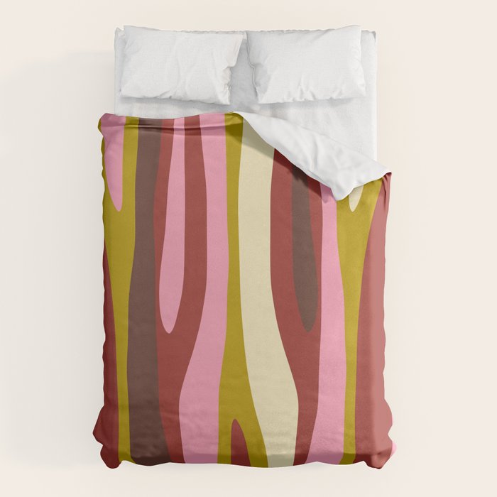 Vivid Eclectic Wild Stripes Abstract Pattern Pink Brown Chartreuse Duvet Cover Gallery Image 6
