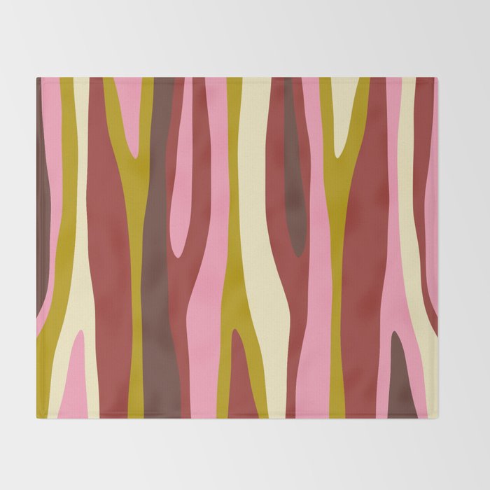 Vivid Eclectic Wild Stripes Abstract Pattern Pink Brown Chartreuse Throw Blanket Gallery Image 2