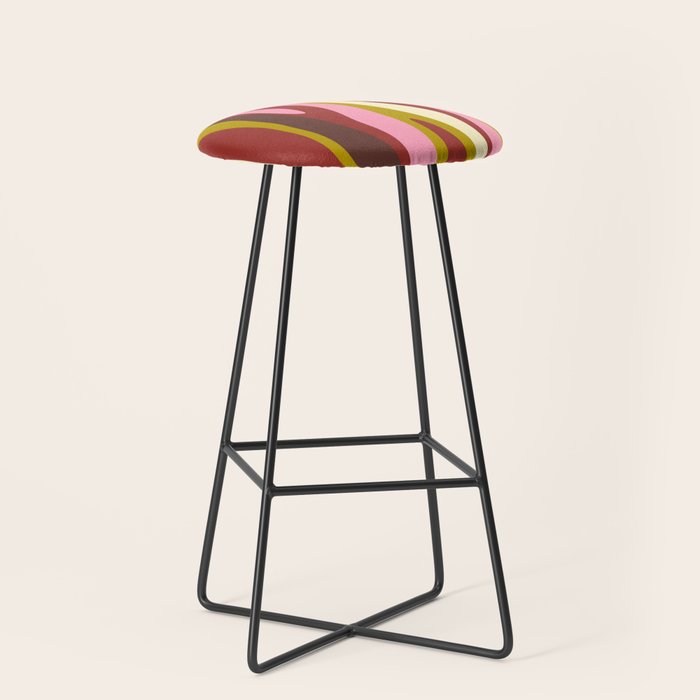 Vivid Eclectic Wild Stripes Abstract Pattern Pink Brown Chartreuse Stool Gallery Image 1