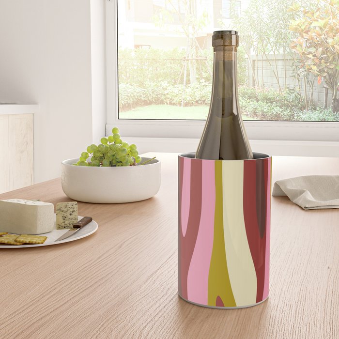 Vivid Eclectic Wild Stripes Abstract Pattern Pink Brown Chartreuse Wine Chiller Gallery Image 4
