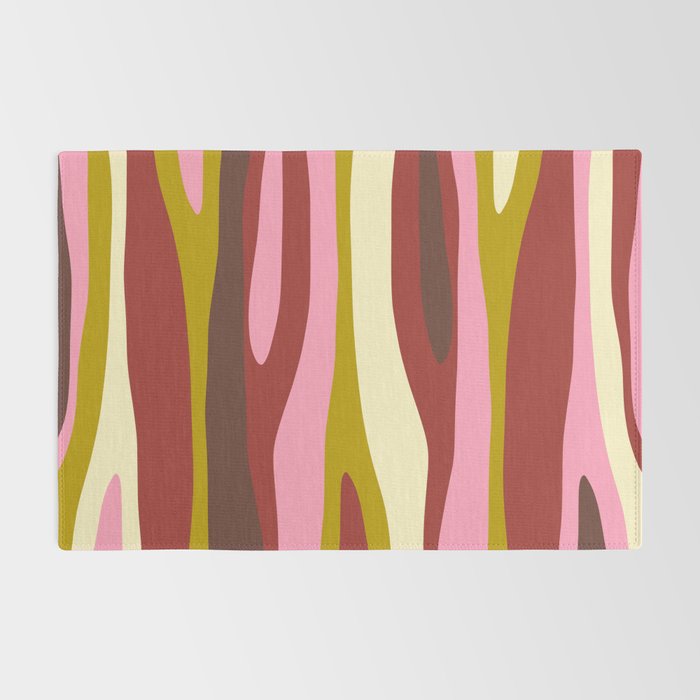 Vivid Eclectic Wild Stripes Abstract Pattern Pink Brown Chartreuse Rug Gallery Image 2