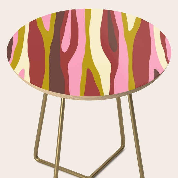 Vivid Eclectic Wild Stripes Abstract Pattern Pink Brown Chartreuse Side Table Gallery Image 2