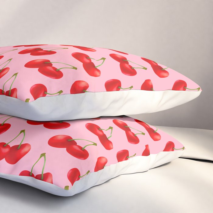 Y2K Cherries - Pink Pattern Large Pillow Sham Gallery Image 3