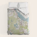 Old Croatan National Forest Map (1964) Vintage NC Woodland Recreational Area Map Duvet Cover Gallery Image 6