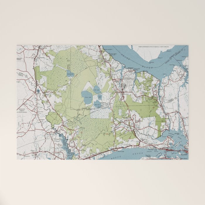 Old Croatan National Forest Map (1964) Vintage NC Woodland Recreational Area Map Welcome Mat Gallery Image 1