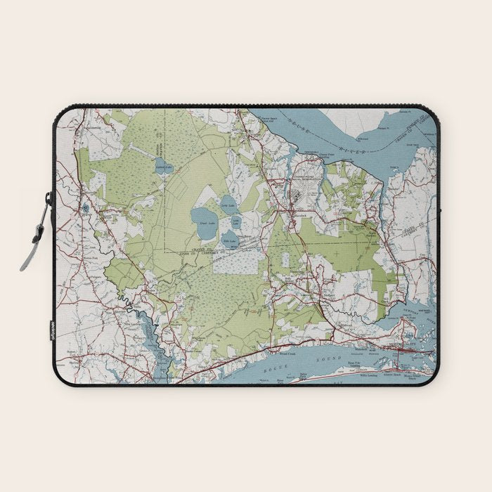 Old Croatan National Forest Map (1964) Vintage NC Woodland Recreational Area Map Laptop Sleeve Gallery Image 1