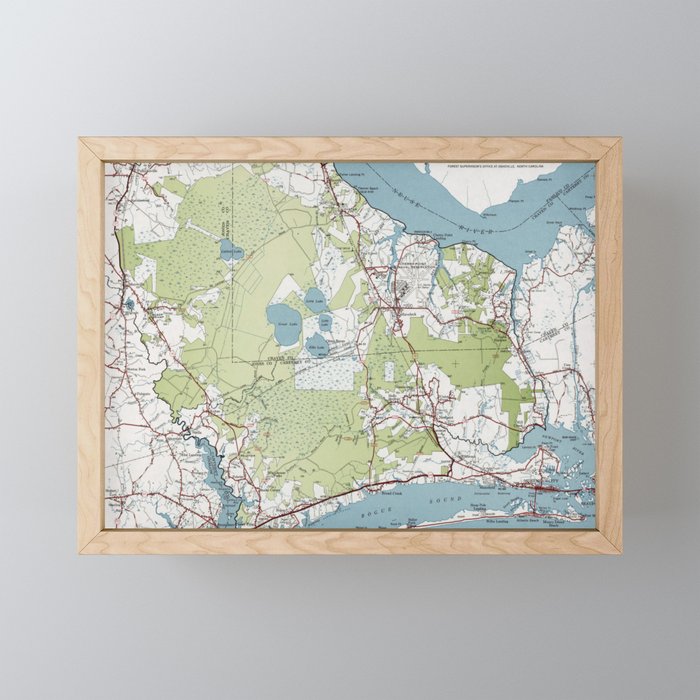 Old Croatan National Forest Map (1964) Vintage NC Woodland Recreational Area Map Mini Art Print Gallery Image 1