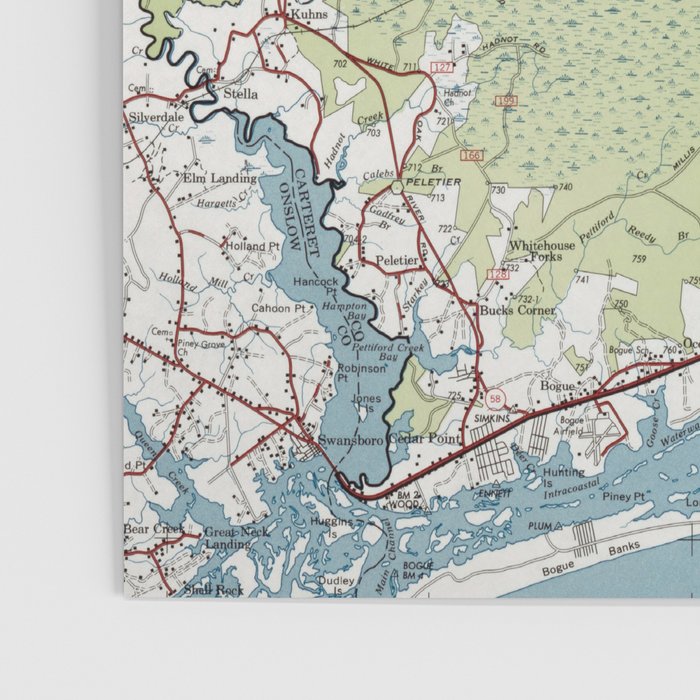 Old Croatan National Forest Map (1964) Vintage NC Woodland Recreational Area Map Poster Gallery Image 3