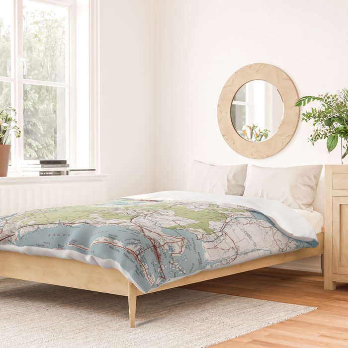 Old Croatan National Forest Map (1964) Vintage NC Woodland Recreational Area Map Duvet Cover Gallery Image 2