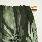White and dark Sage green flowers watercolor pattern Window Curtain Gallery Image 2