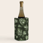 White and dark Sage green flowers watercolor pattern Wine Chiller Gallery Image 2