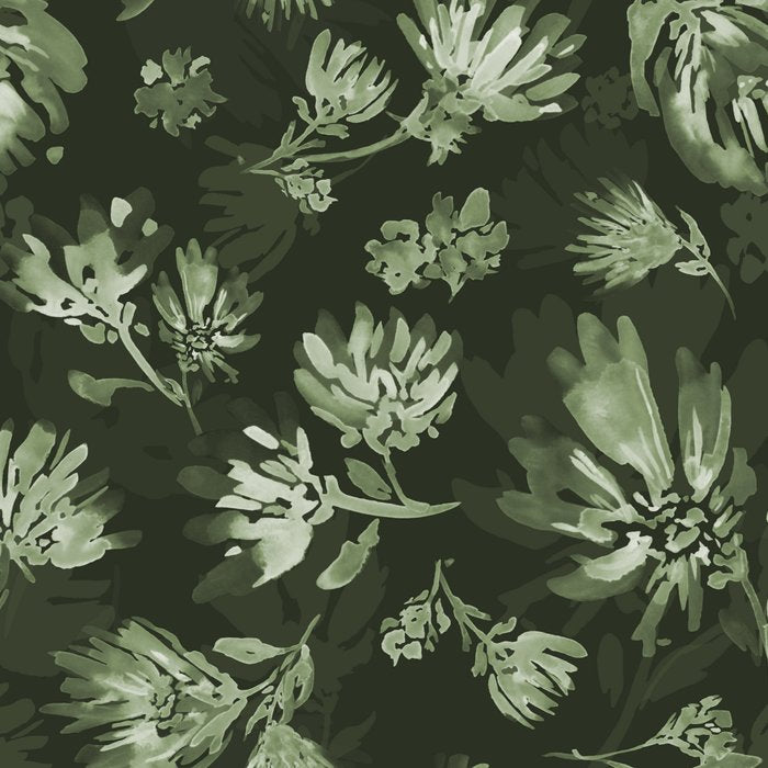 White and dark Sage green flowers watercolor pattern Coffee Mug Gallery Image 2