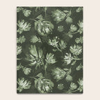 White and dark Sage green flowers watercolor pattern Notebook Gallery Image 4