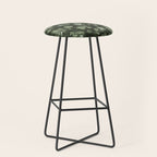White and dark Sage green flowers watercolor pattern Stool Gallery Image 1