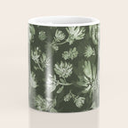 White and dark Sage green flowers watercolor pattern Coffee Mug Gallery Image 4