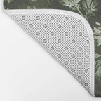 White and dark Sage green flowers watercolor pattern Bath Mat Gallery Image 2