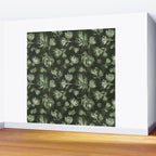 White and dark Sage green flowers watercolor pattern Wall Mural Gallery Image 2