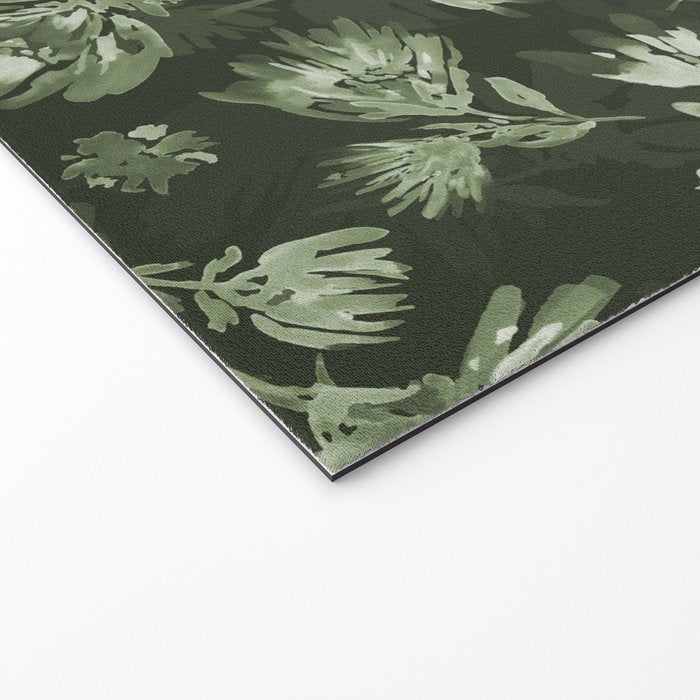 White and dark Sage green flowers watercolor pattern Welcome Mat Gallery Image 2