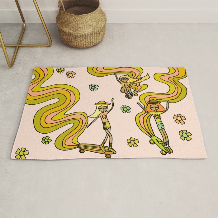 girl gang // dogtown and z girls // skateboard girl power by surfy birdy Rug Gallery Image 1