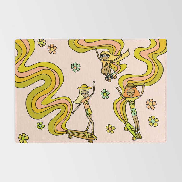 girl gang // dogtown and z girls // skateboard girl power by surfy birdy Rug Gallery Image 2