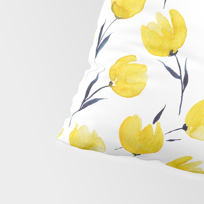 Yellow Tulips | Watercolour Pattern Pillow Sham Gallery Image 4