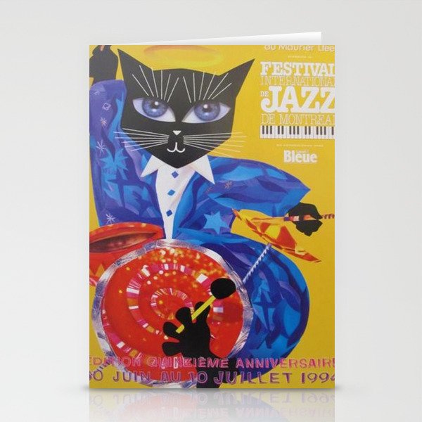 1994 Montreal Jazz Festival Cool Cat Poster No. 3 Gig Advertisement Stationery Card Gallery Image 2