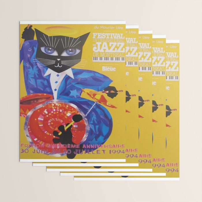 1994 Montreal Jazz Festival Cool Cat Poster No. 3 Gig Advertisement Wrapping Paper Gallery Image 3