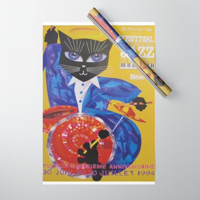 1994 Montreal Jazz Festival Cool Cat Poster No. 3 Gig Advertisement Wrapping Paper Gallery Image 1