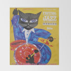 1994 Montreal Jazz Festival Cool Cat Poster No. 3 Gig Advertisement Throw Blanket Gallery Image 2