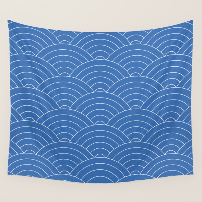 Waves (Sky Blue) Wall Tapestry Gallery Image 4
