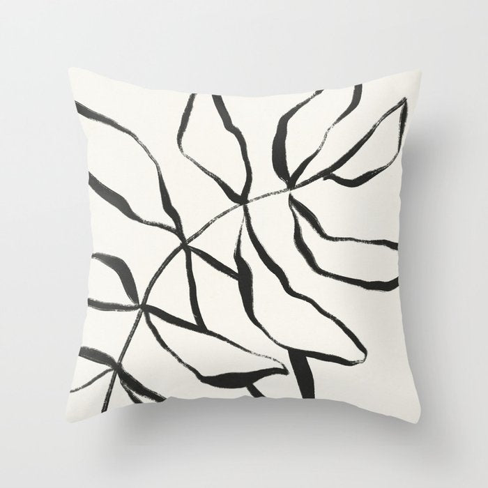 Minimal Line Leaves #1 Throw Pillow Gallery Image 1